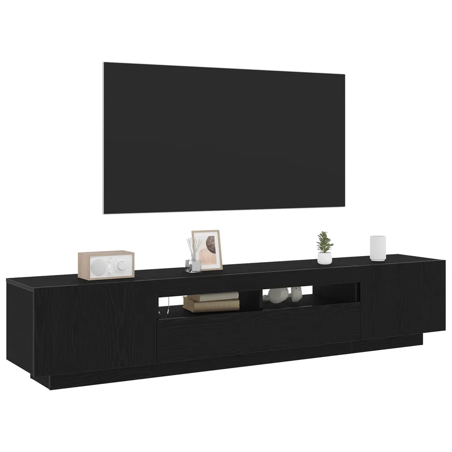 Ensemble meuble TV Montage mural 2 pcs Noir 200 x 35 x 40 cm - 2