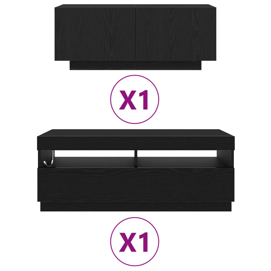 Ensemble meuble TV Montage mural 2 pcs Noir 200 x 35 x 40 cm - 6