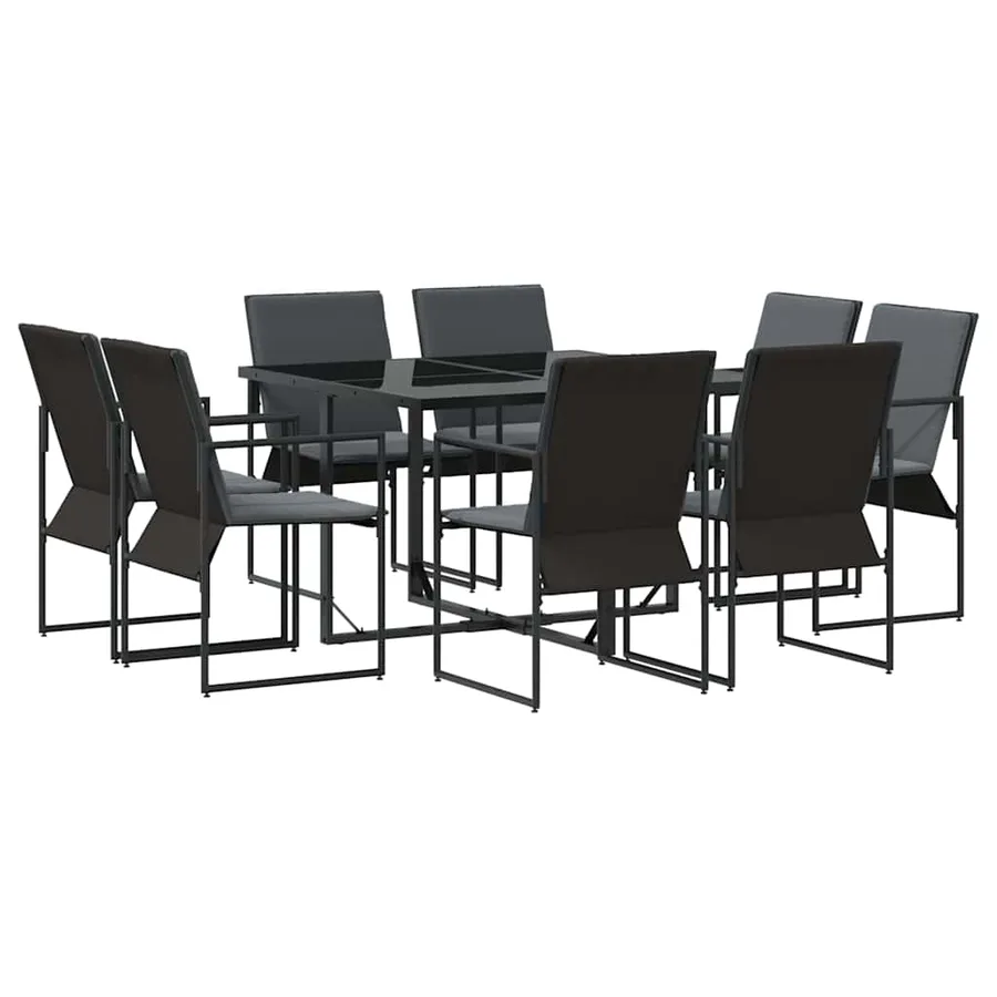 Ensemble de salle à manger pour jardin 9 pcs Noir Acier - 2