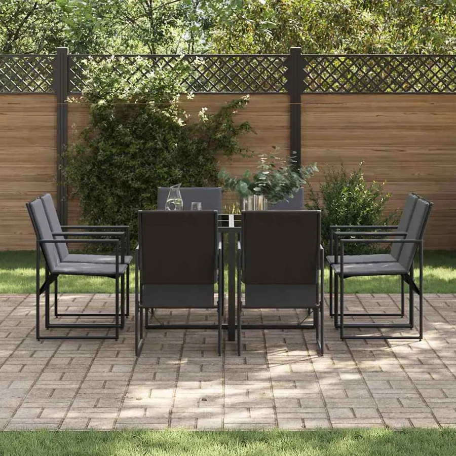 Ensemble de salle à manger pour jardin 9 pcs Noir Acier - 3