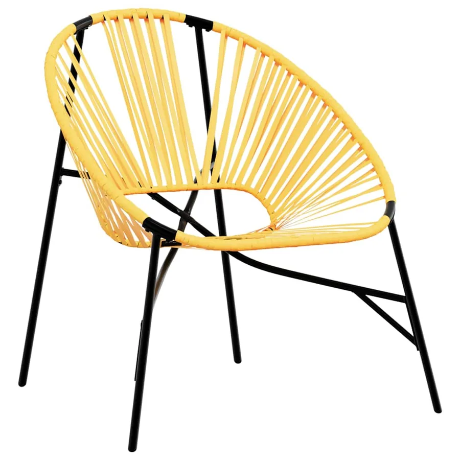 Lot de 3 Chaise de jardin noir et jaune résine tressée - 3