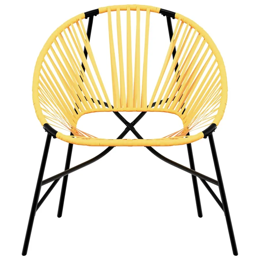 Lot de 3 Chaise de jardin noir et jaune résine tressée - 5
