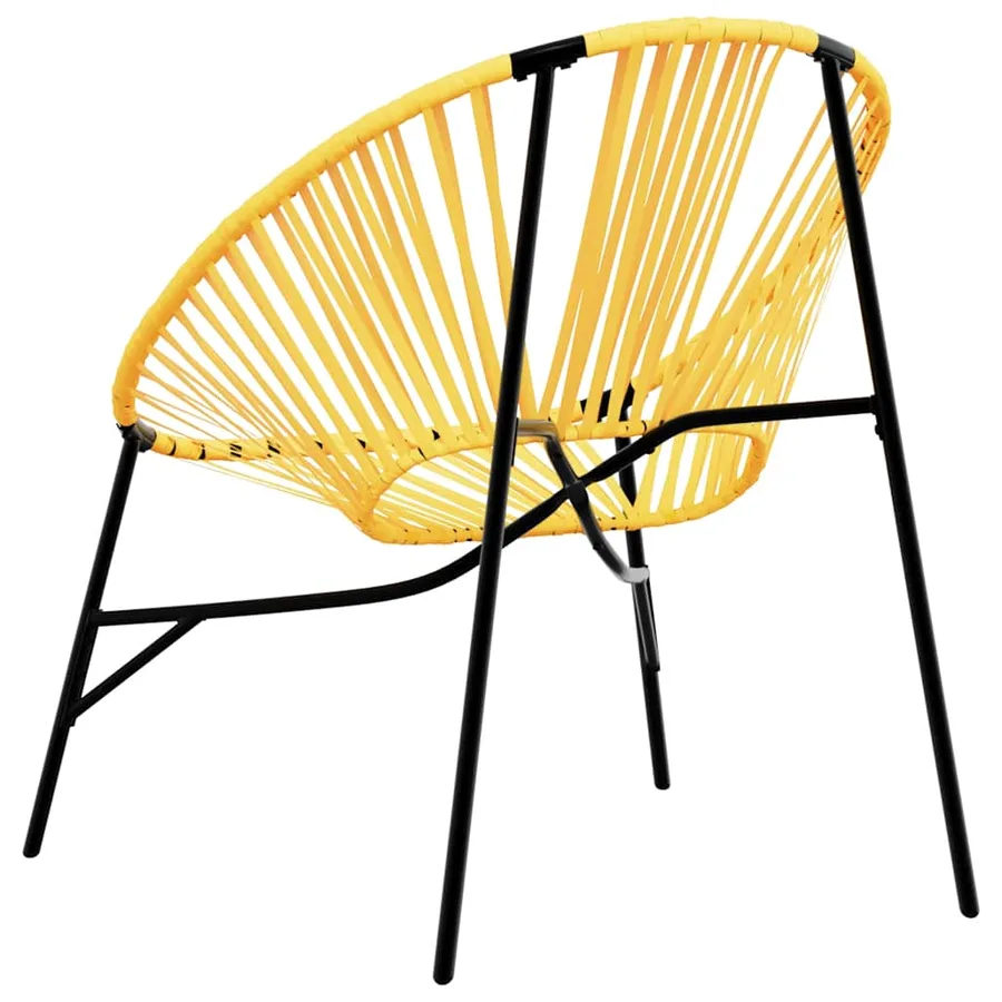 Lot de 3 Chaise de jardin noir et jaune résine tressée - 8
