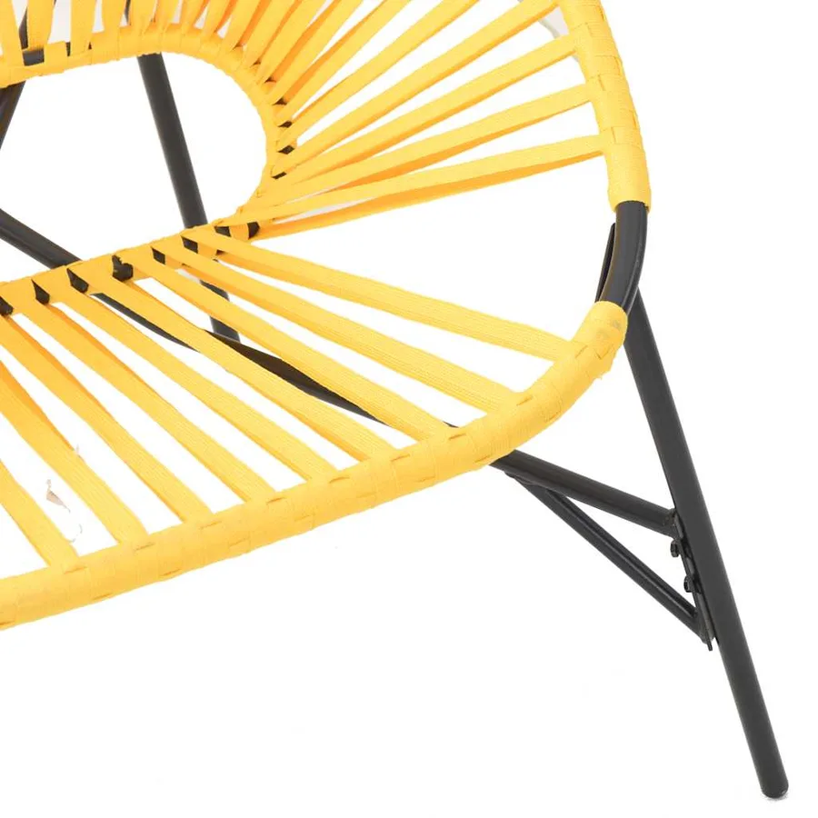 Lot de 3 Chaise de jardin noir et jaune résine tressée - 9