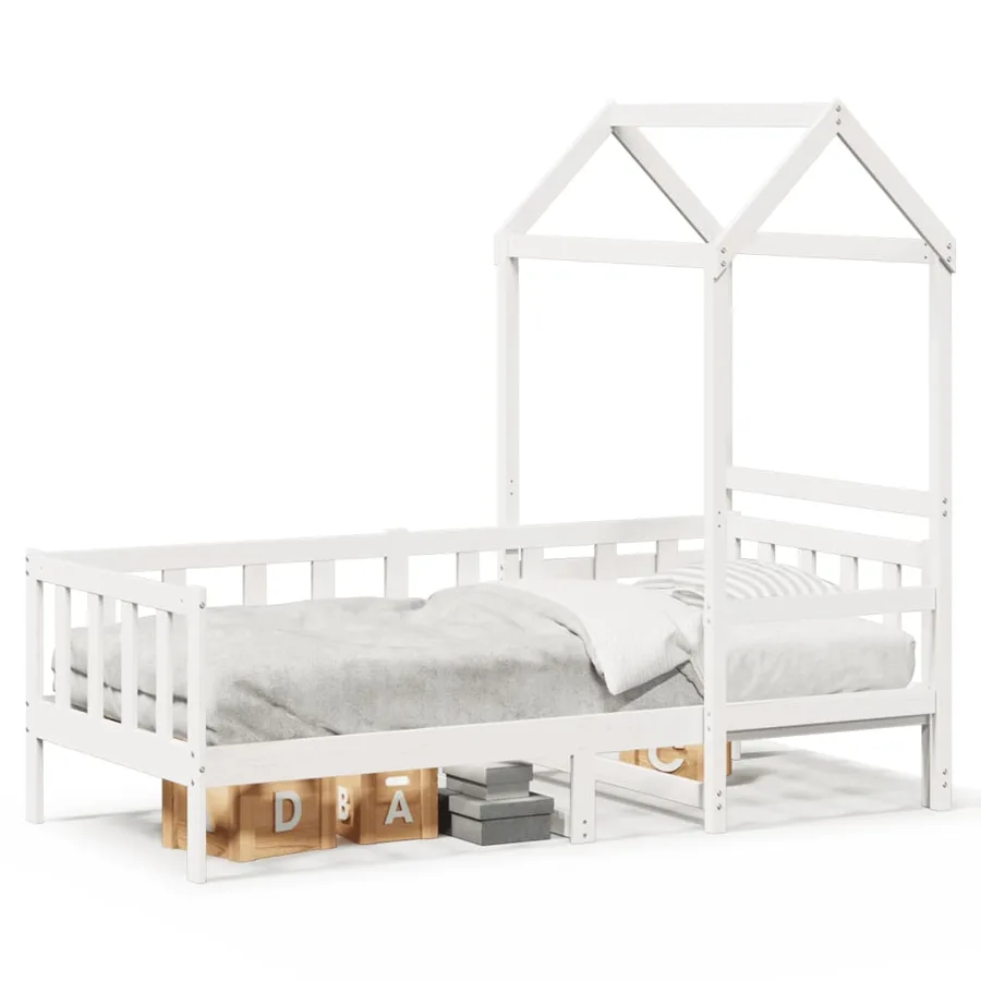 Lit de jour avec toit sans matelas blanc 80x200 cm bois massif - 2