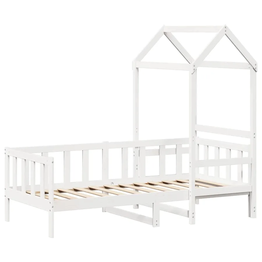 Lit de jour avec toit sans matelas blanc 80x200 cm bois massif - 3