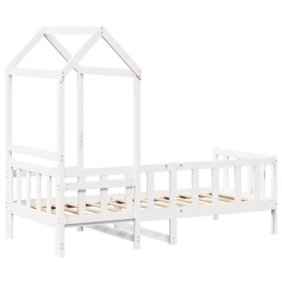 Lit de jour avec toit sans matelas blanc 80x200 cm bois massif - 7