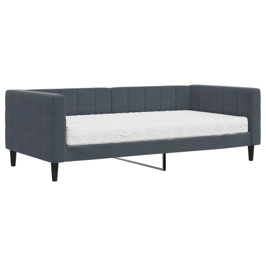 Lit de jour avec matelas gris foncé 90x190 cm velours - 2