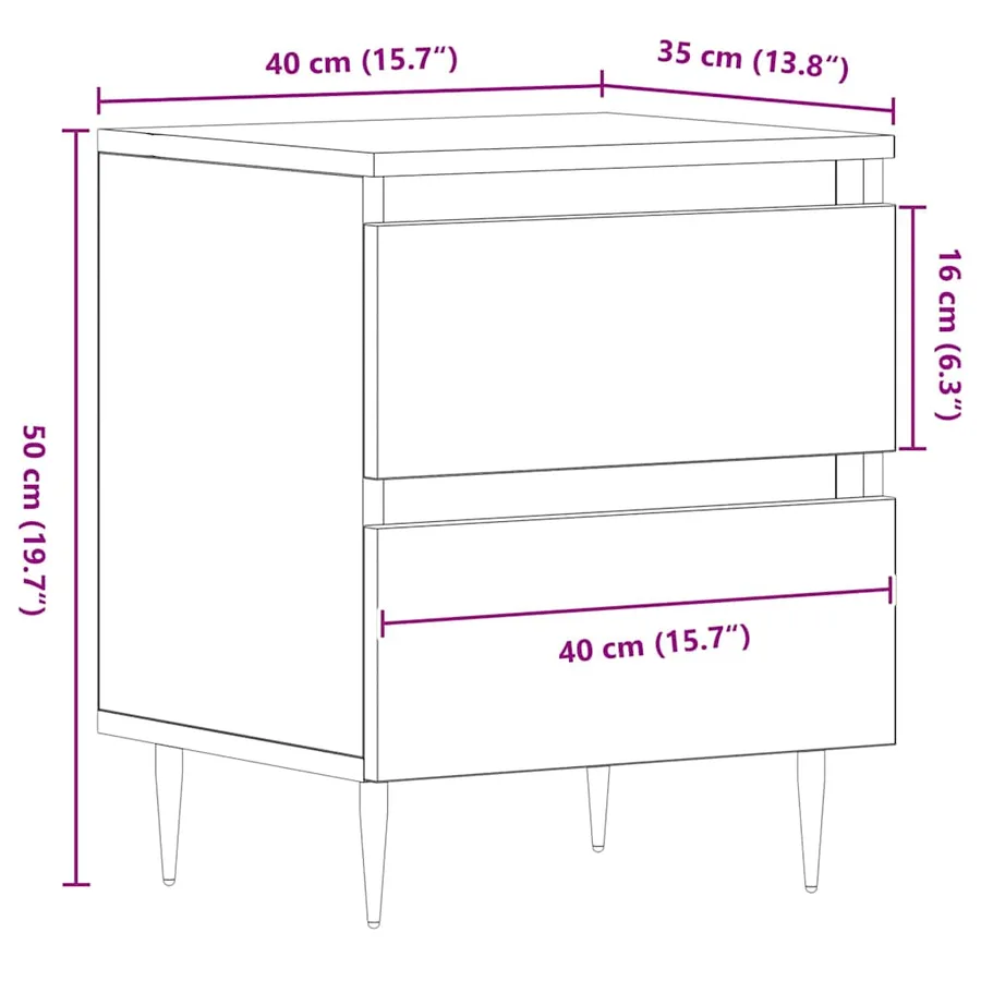 Cabinet de chevet 2 pc Chêne artisanal 40 x 35 x 50 cm - 13
