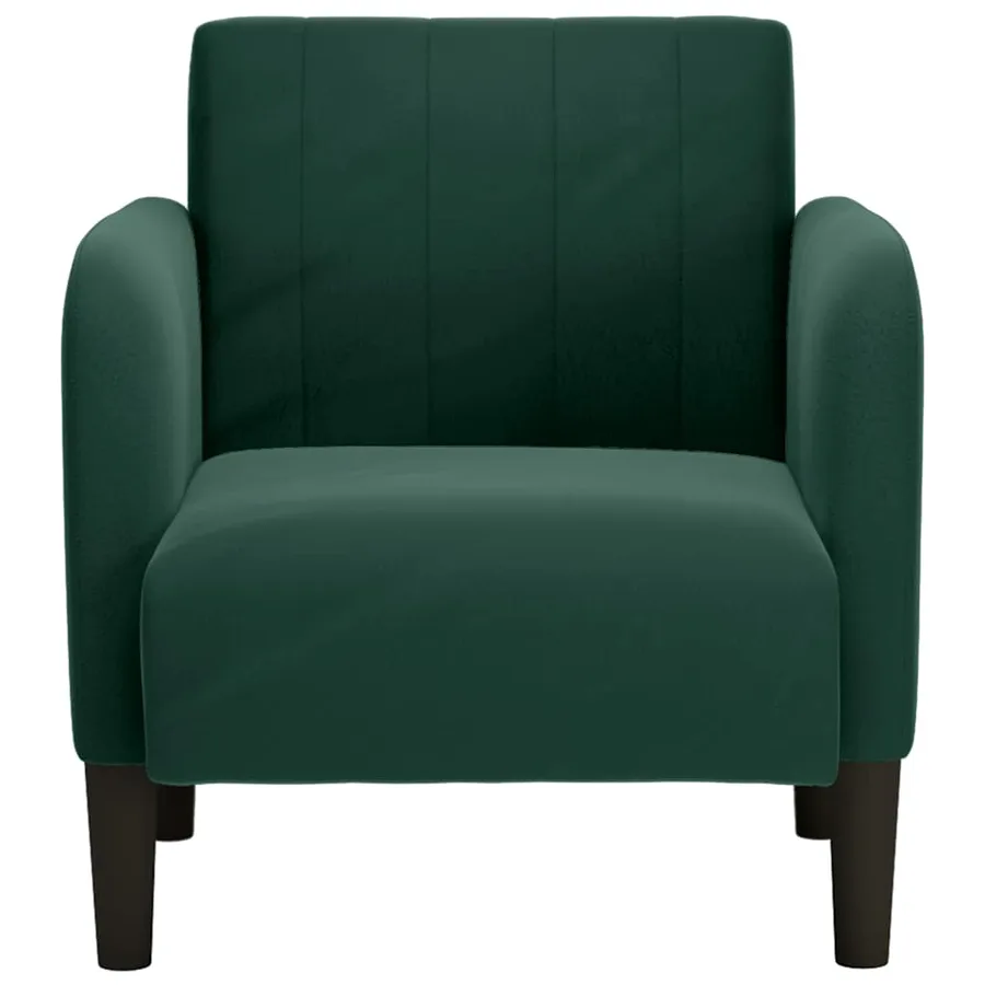 Fauteuil avec accoudoirs vert foncé 54 cm velours - 3