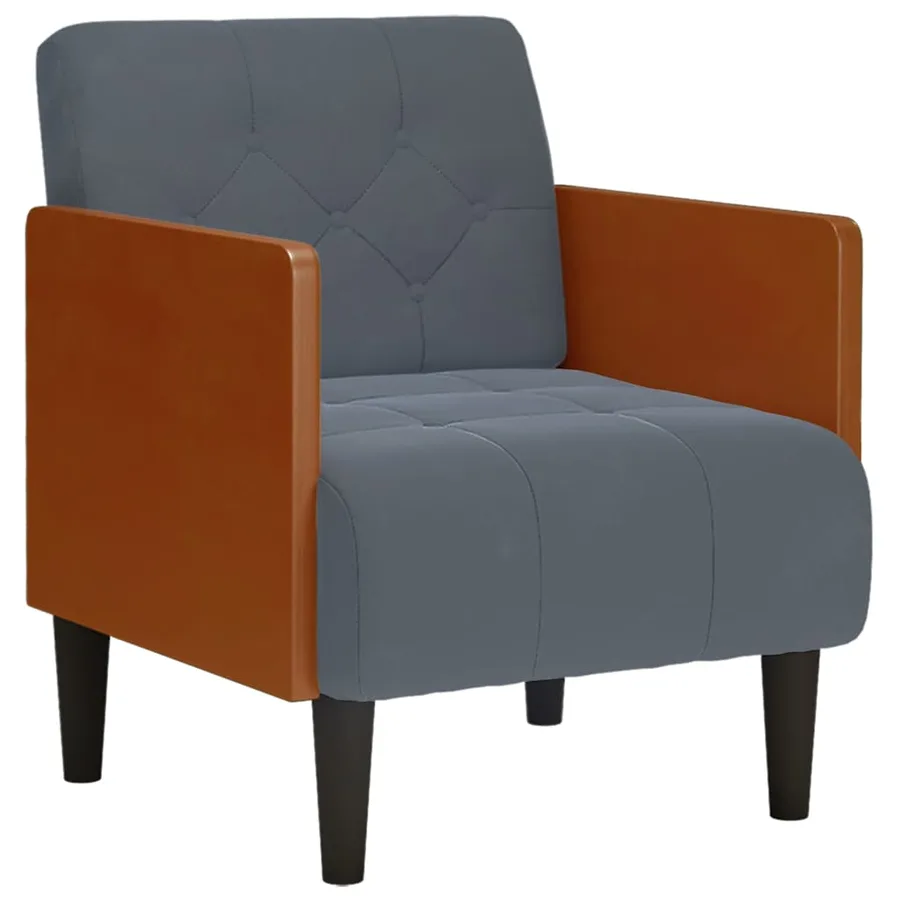 Fauteuil avec accoudoirs gris foncé 55 cm velours - 2