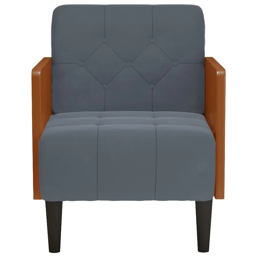 Fauteuil avec accoudoirs gris foncé 55 cm velours - 3