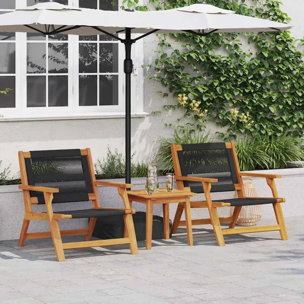 Chaise de Détente de Jardin 2 pcs Noir Bois d'Acacia Massif