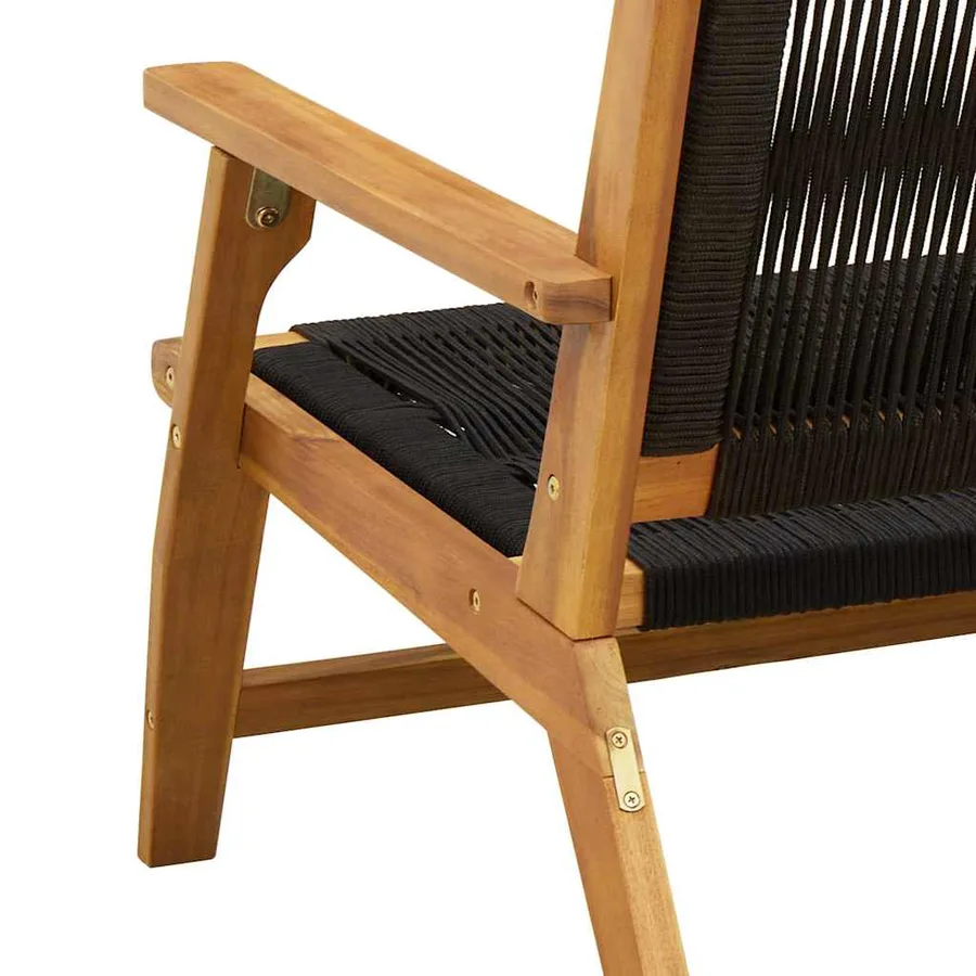 Chaise de Détente de Jardin 2 pcs Noir Bois d'Acacia Massif - 10