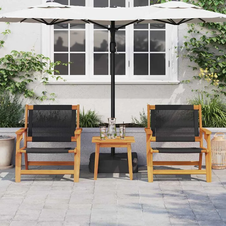 Chaise de Détente de Jardin 2 pcs Noir Bois d'Acacia Massif - 3