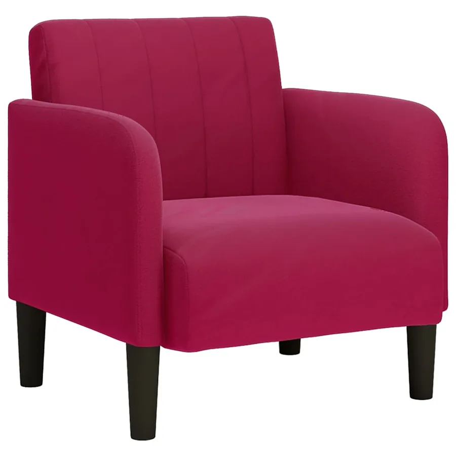 Fauteuil avec accoudoirs rouge bordeaux 54 cm velours - 2