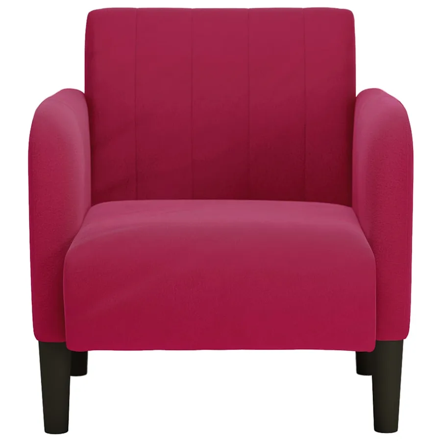 Fauteuil avec accoudoirs rouge bordeaux 54 cm velours - 3