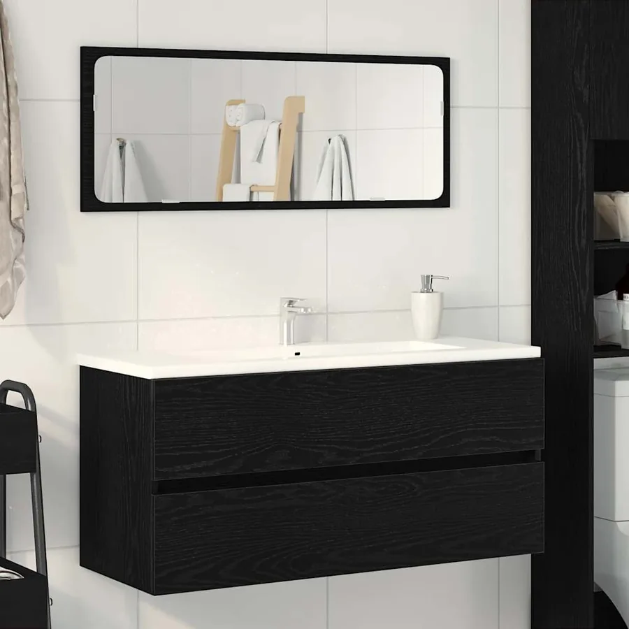 Armoire d'évier chêne noir 100x38,5x45 cm bois d'ingénierie