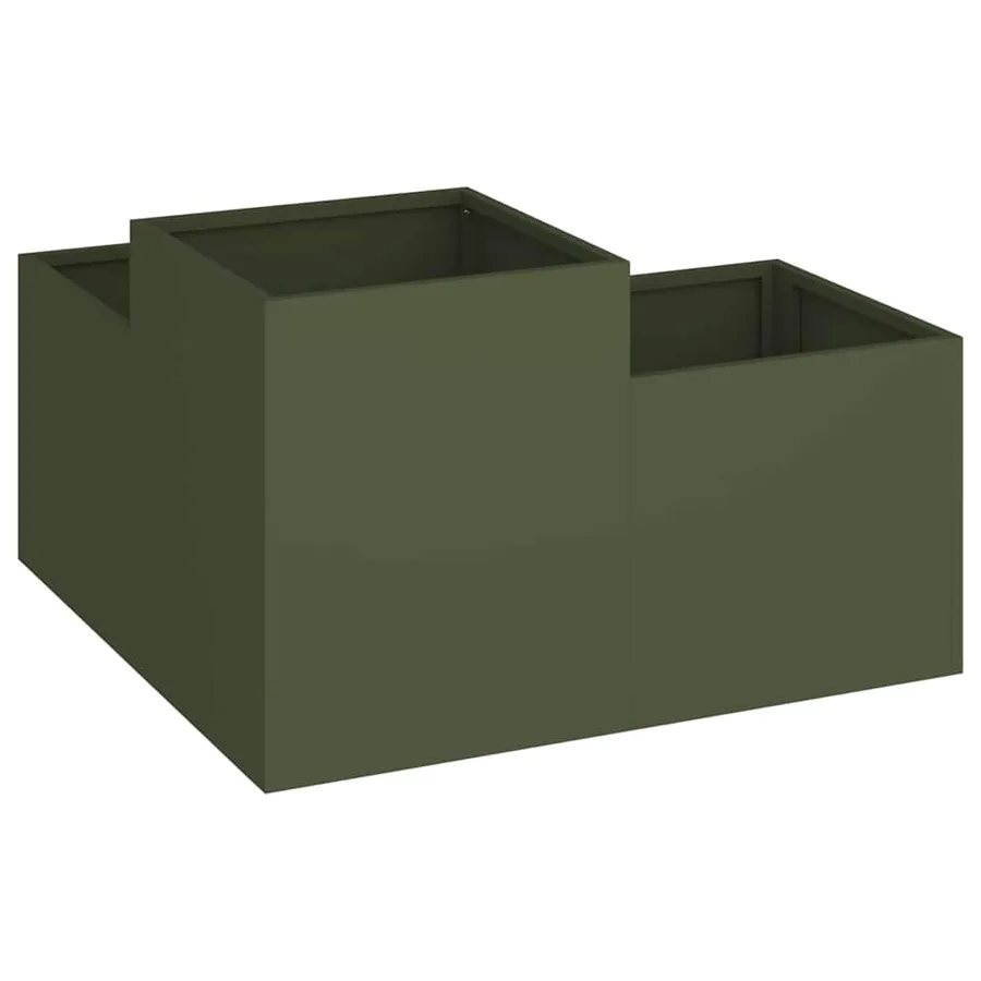 Cache-pot de jardin Vert olive 80 x 80 x 48 cm Acier - 5