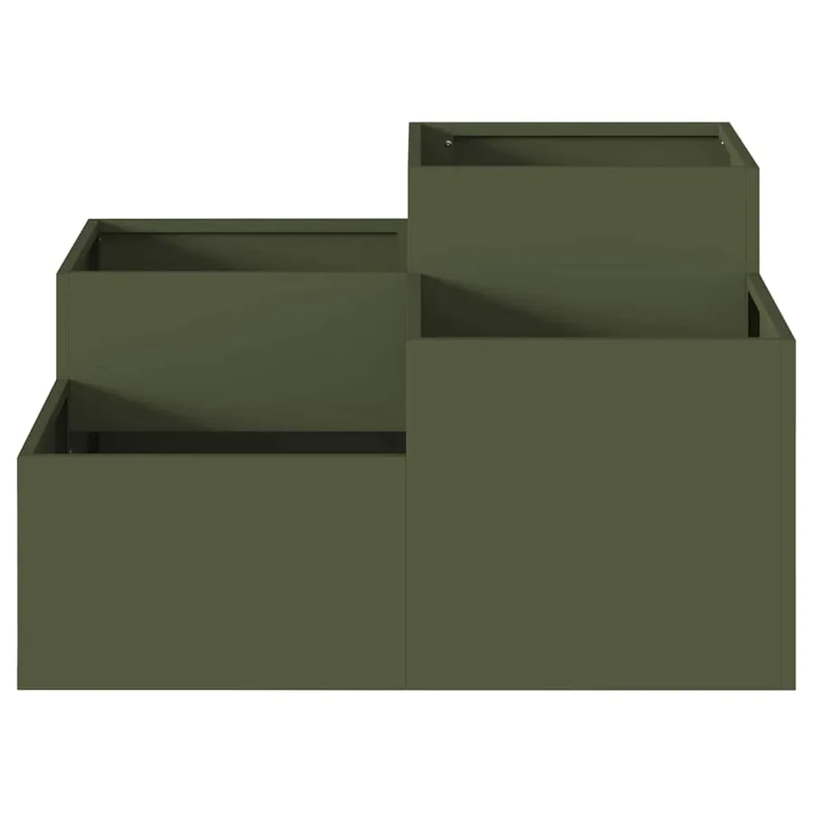 Cache-pot de jardin Vert olive 80 x 80 x 48 cm Acier - 6