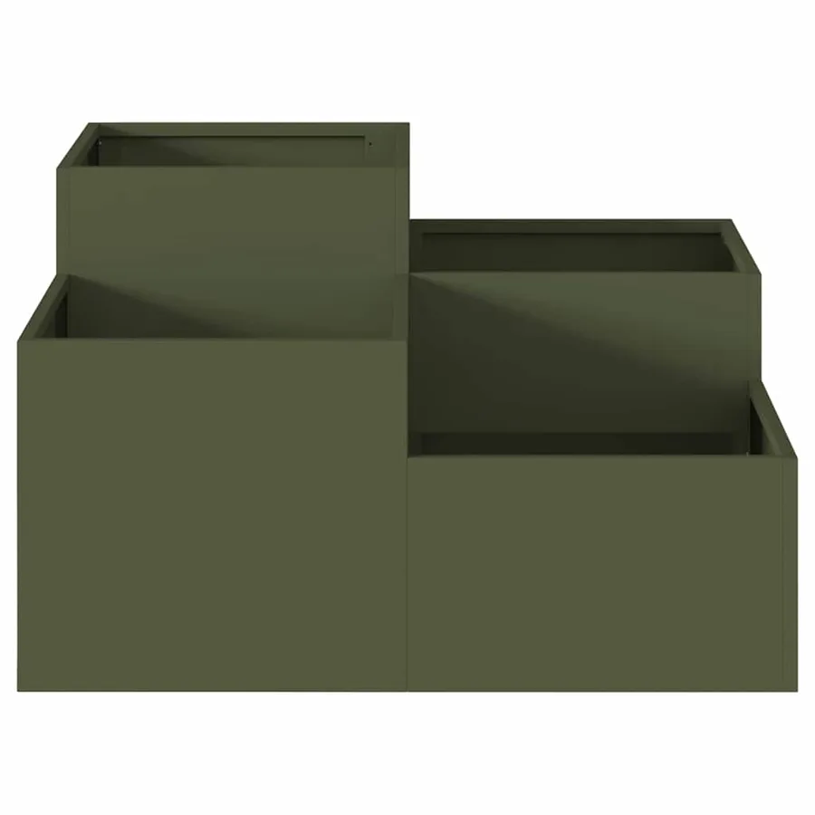 Cache-pot de jardin Vert olive 80 x 80 x 48 cm Acier - 7