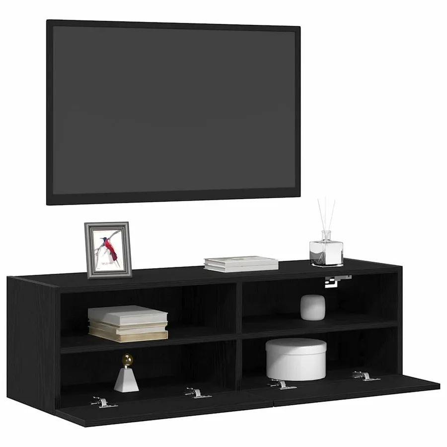 Meuble TV mural Montage mural 2 pcs Chêne noir 100 x 30 x 30 cm - 3