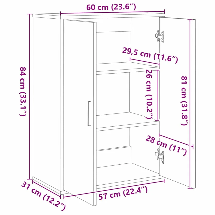 Buffet Chêne artisanal 60 x 31 x 84 cm Bois d'ingénierie - 9