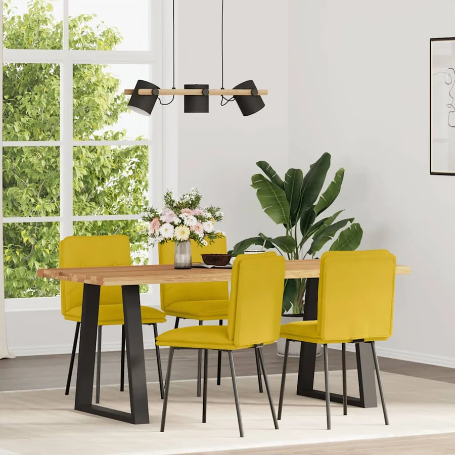 Chaises à manger lot de 4 jaune velours