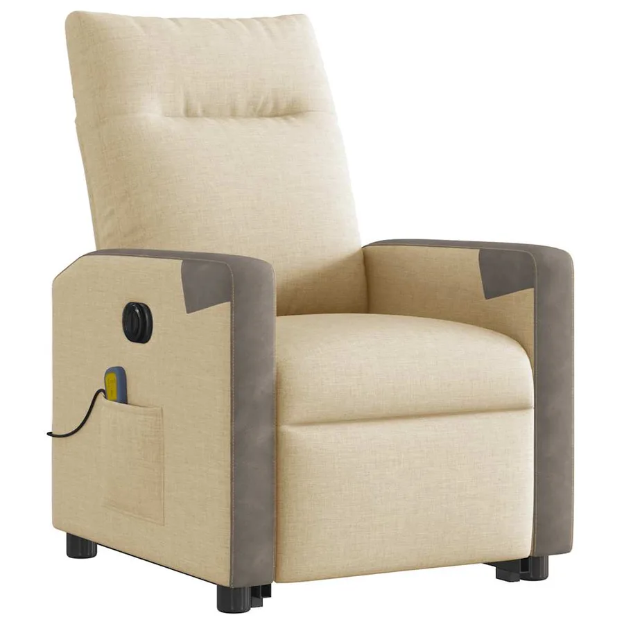 Fauteuil inclinable de massage électrique Crème Tissu - 4