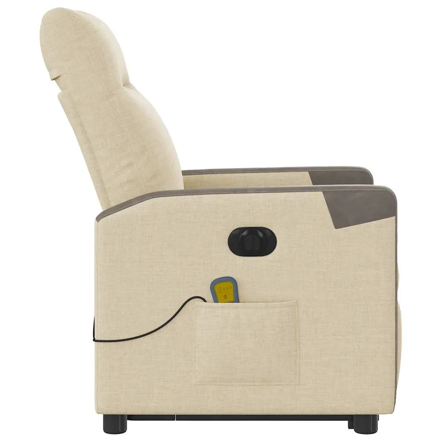 Fauteuil inclinable de massage électrique Crème Tissu - 6