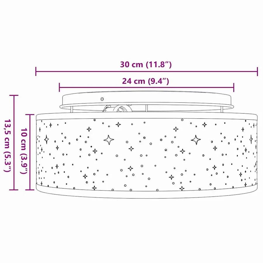 Lampe de plafond Taupe 30 x 30 x 13,5 cm tissu - 12