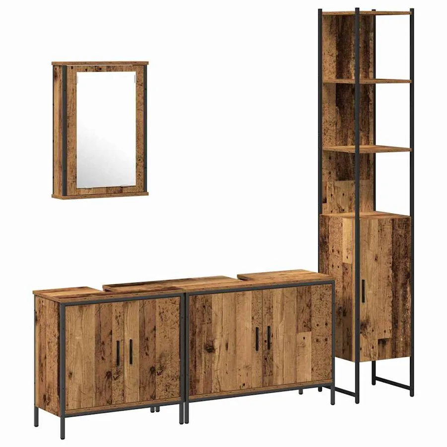 Ensemble de mobilier de salle de bain avec étagère 4 pcs Marron - 2