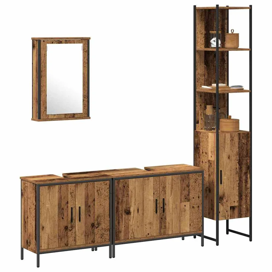 Ensemble de mobilier de salle de bain avec étagère 4 pcs Marron - 3