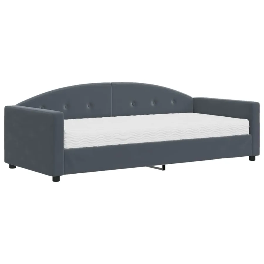 Lit de jour avec matelas gris foncé 90x190 cm velours - 2
