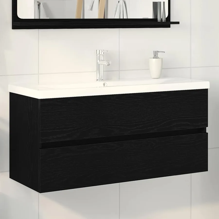 Meuble de Lavabo de Salle de Bain Chêne noir 100 x 39 x 62 cm
