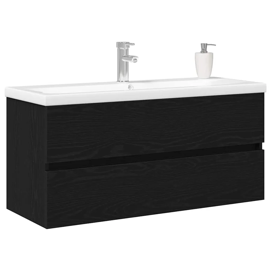 Meuble de Lavabo de Salle de Bain Chêne noir 100 x 39 x 62 cm - 3