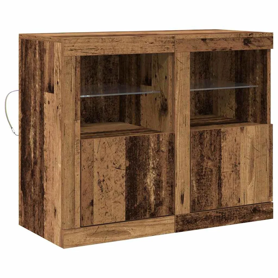 Buffet LED 2 pcs Bois ancien 41 x 37 x 67 cm Bois d'ingénierie - 2