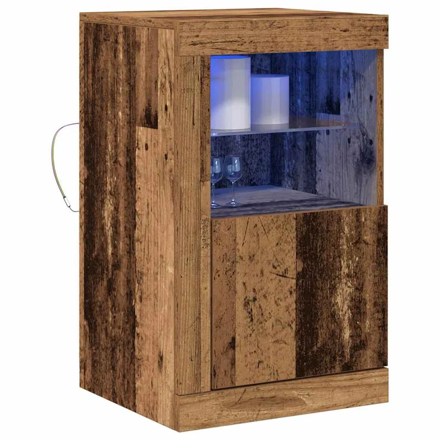 Buffet LED 2 pcs Bois ancien 41 x 37 x 67 cm Bois d'ingénierie - 3