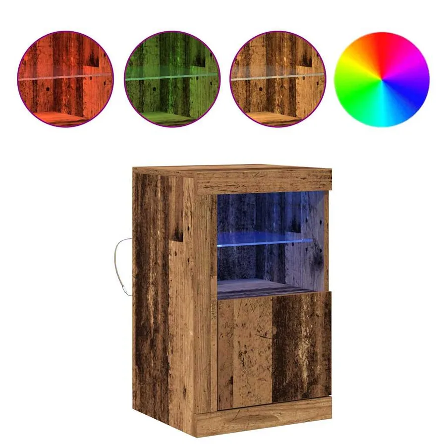 Buffet LED 2 pcs Bois ancien 41 x 37 x 67 cm Bois d'ingénierie - 4