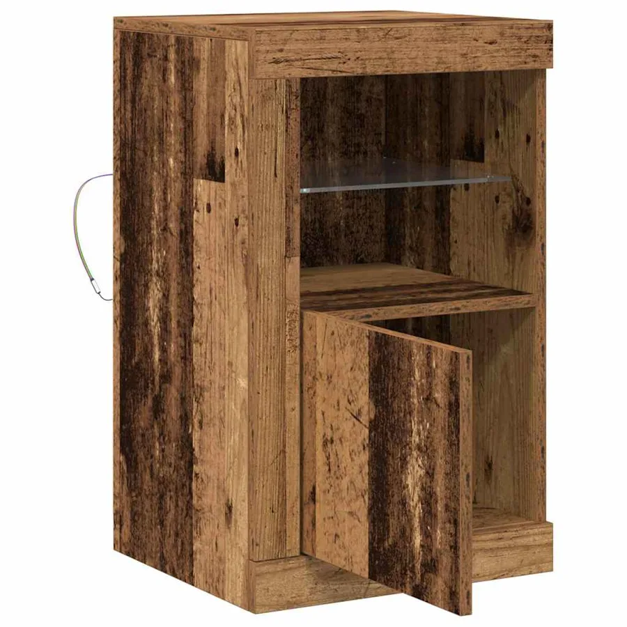 Buffet LED 2 pcs Bois ancien 41 x 37 x 67 cm Bois d'ingénierie - 7