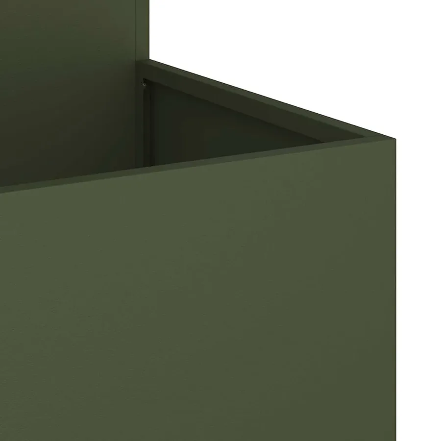 Cache-pot de jardin Vert olive 100 x 100 x 60 cm Acier - 9