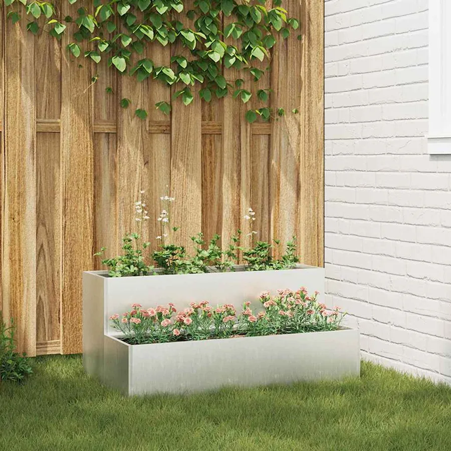 Cache-pot de jardin Argent 100 x 60 x 45 cm Acier inoxydable
