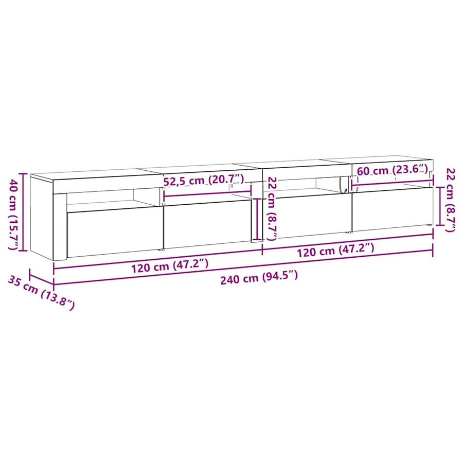 Ensemble meuble TV 3 pcs Chêne noir 240 x 35 x 40 cm - 16