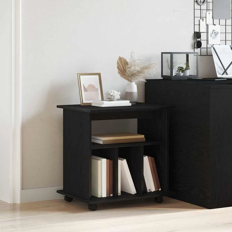 Cabinet roulant Chêne noir 60 x 45 x 55 cm Bois d'ingénierie - 4