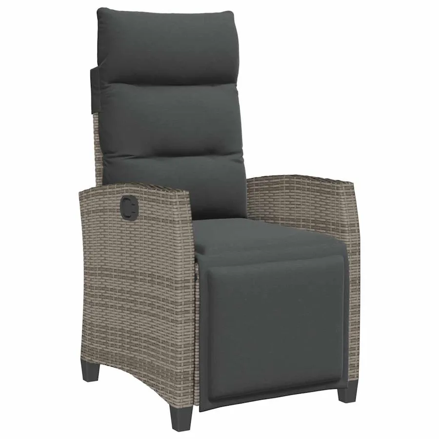 Chaise de jardin inclinable avec table d'appoint gris polyrotin - 2