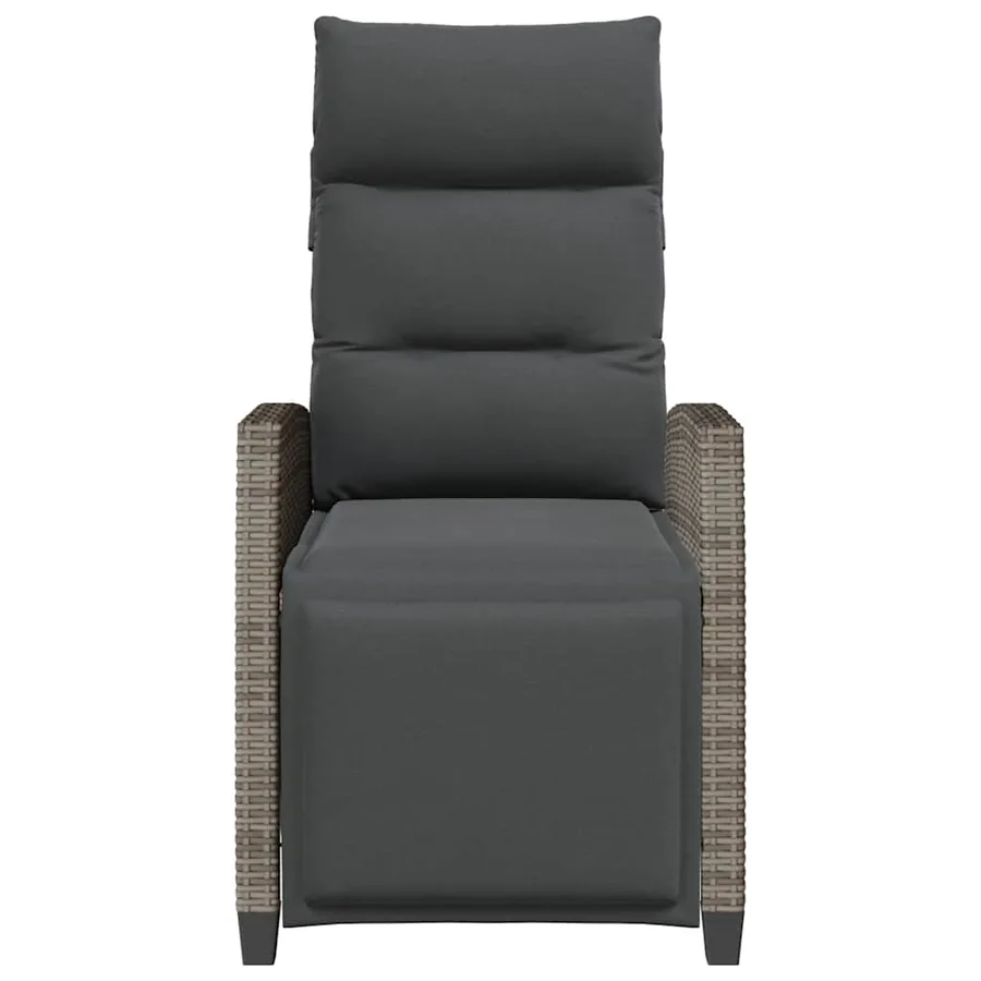 Chaise de jardin inclinable avec table d'appoint gris polyrotin - 5