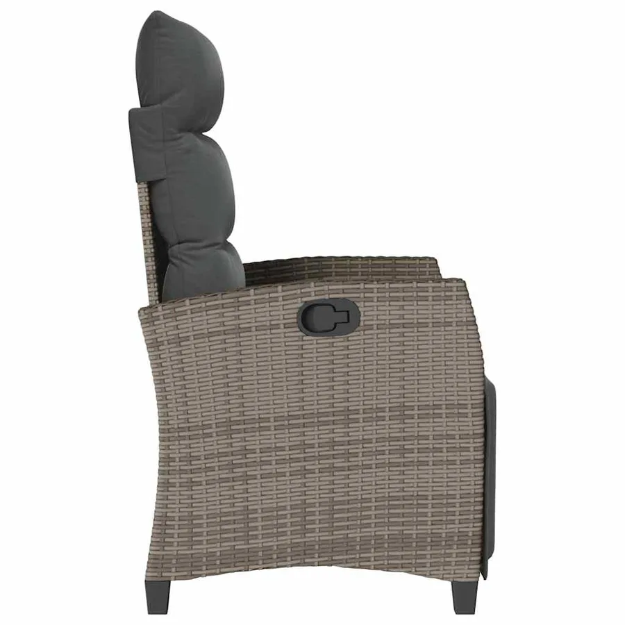 Chaise de jardin inclinable avec table d'appoint gris polyrotin - 6