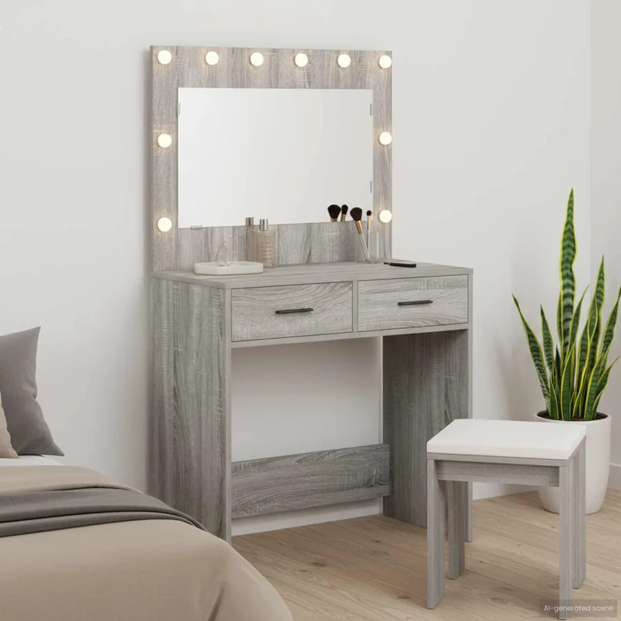 Table de Toilette avec tiroir Gris Sonoma 78,5 x 41 x 135 cm