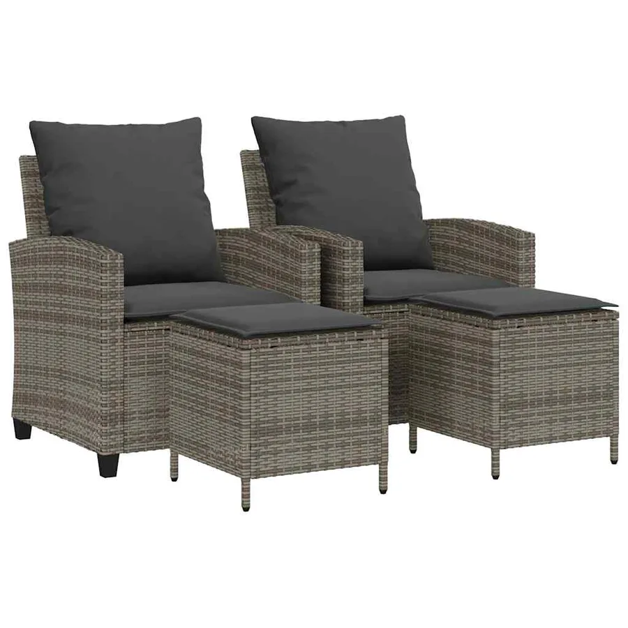 Ensemble de canapé de jardin 4 pcs avec coussins gris résine tressée - 2