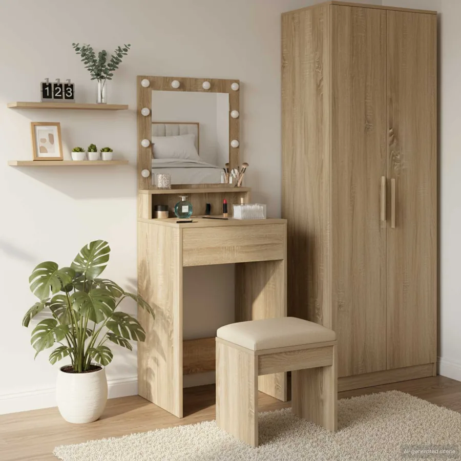 Table de Toilette avec étagère Chêne Sonoma 50 x 41 x 135 cm